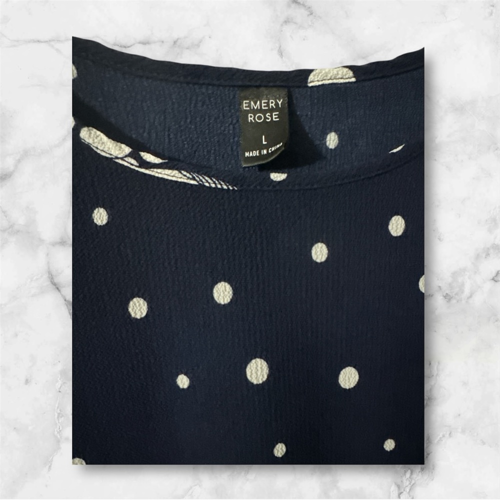 Emery Rose Navy Polka Dot Blouse EUC - Picture 4 of 4